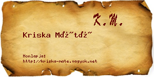 Kriska Máté névjegykártya