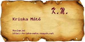 Kriska Máté névjegykártya